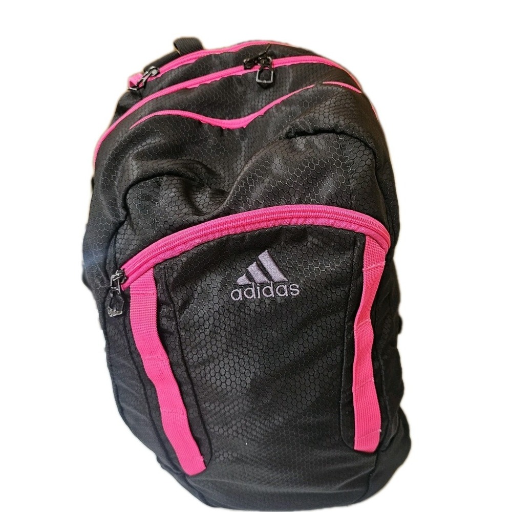 Adidas Foundation Black Pink  18 in Backpack School Laptop Bookbag Daypack